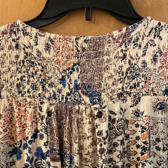 Knox Rose Floral Smocked Faux Wrap Top Blouse Long Sleeve Rayon Size XXL - Picture 10 of 11